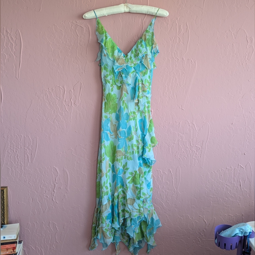 Zara Silk Floral Ruffle Dress